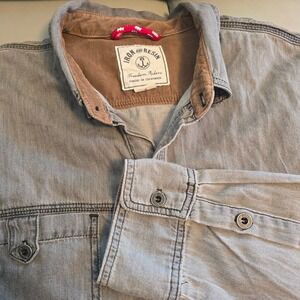 Iron and Resin Freedom Riders Mens XL Grey Denim Button Up Shirt Made in USA